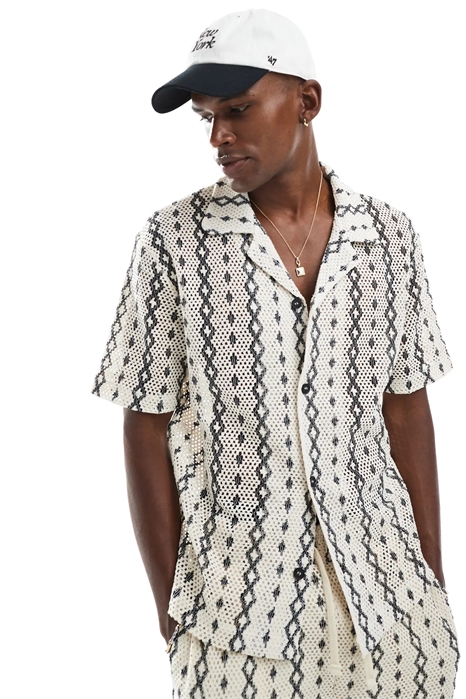 Рубашка с воротником-ревер, связанная крючком co-ord артикул 143454283