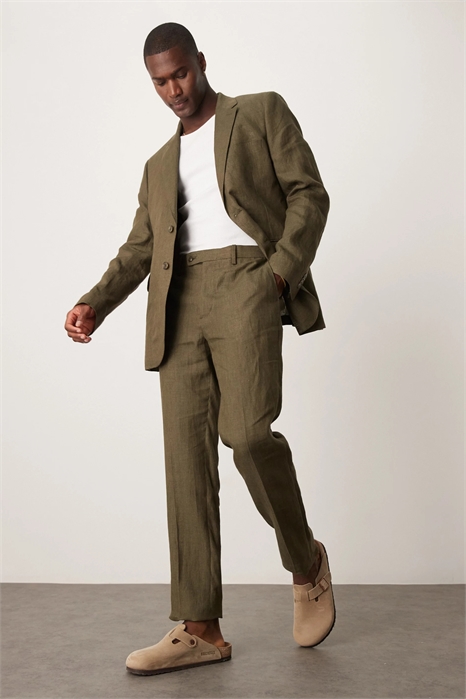 Брюки из льна приталенного кроя артикул 144639865