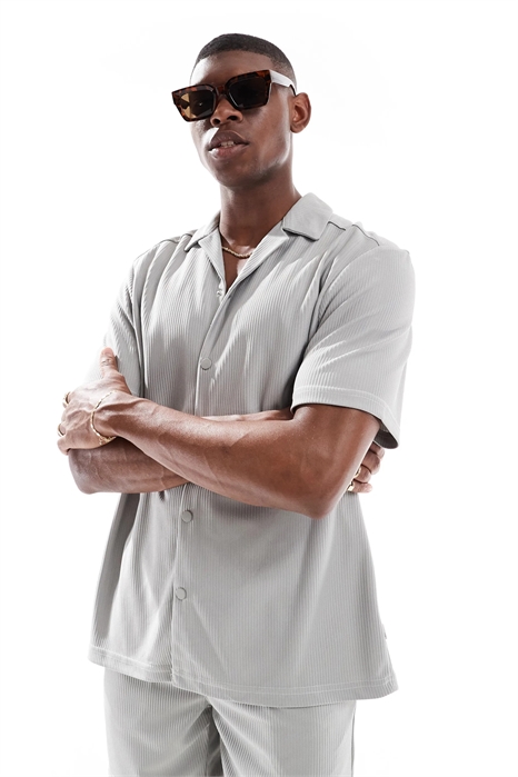 Рубашка с воротником-ревер и плиссировкой co-ord артикул 144531415