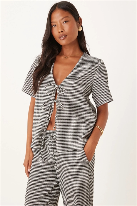 Топ из сирсакера с завязками спереди co-ord артикул 147967302