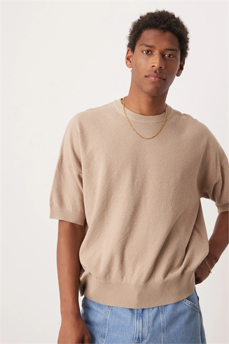 Футболка свободного кроя с трикотажной текстурой пике артикул 141499766