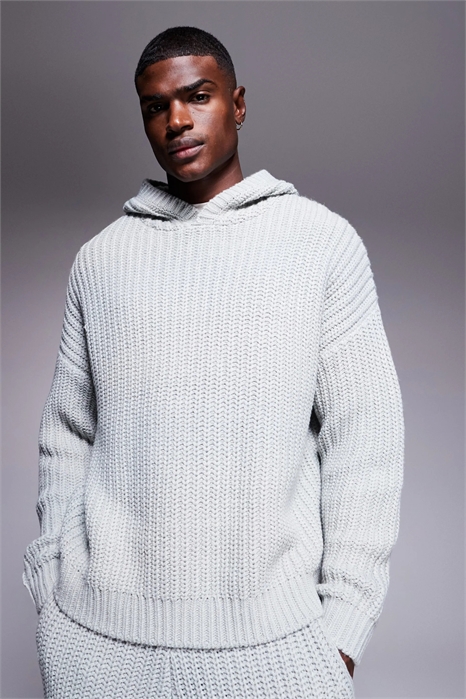 Толстовка с капюшоном из плотного трикотажа крупной вязки артикул 148517916