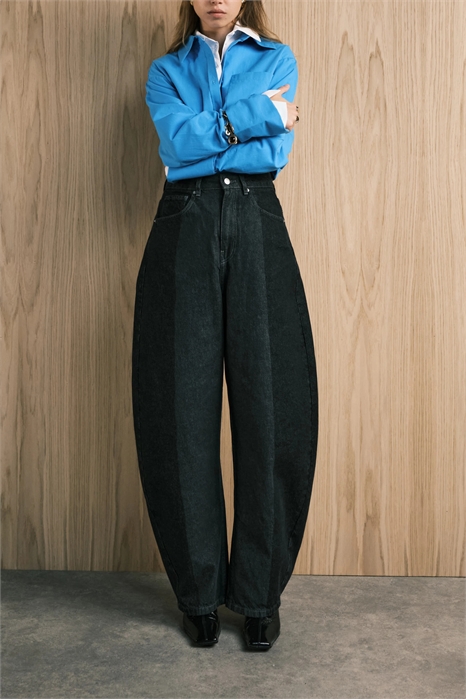 Джинсы с высокой талией и широкими брючинами артикул 148711999