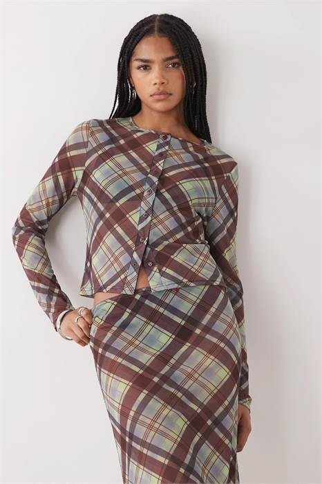 Топ с длинными рукавами из сетчатой ткани на пуговицах артикул 151750202