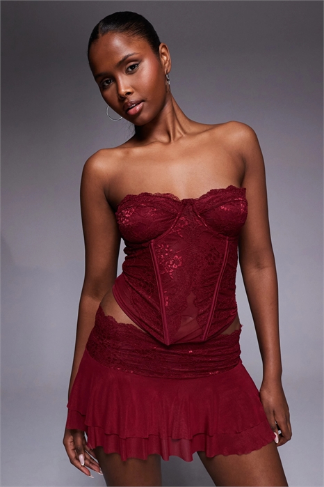 Топ-корсет с полуповязкой и структурным кружевом co-ord артикул 153533265