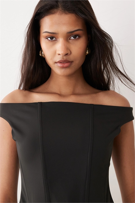 Топ-корсет с вырезом «бардо» и косточками артикул 150563063