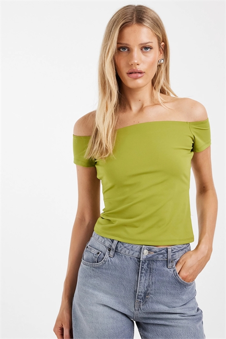 Топ с открытыми плечами и короткими рукавами артикул 151782110