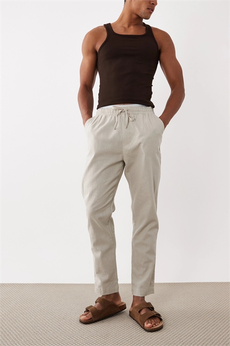 Брюки свободного кроя из хлопка с льняными вставками артикул 154312412