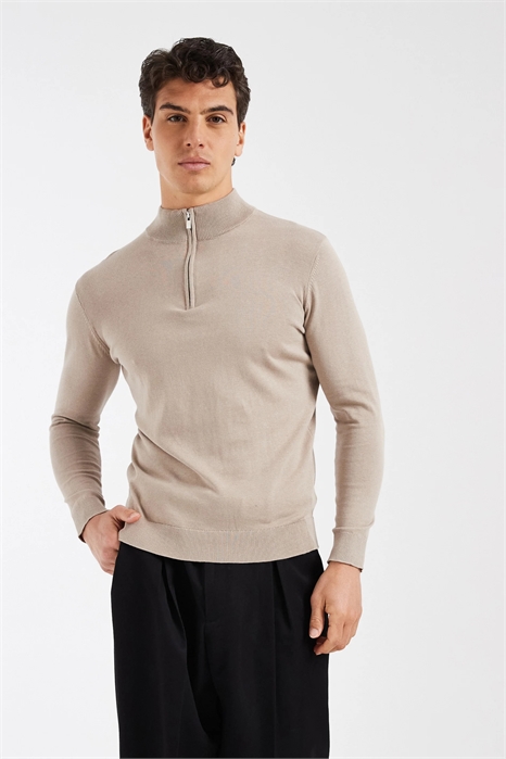 Свитер из египетского хлопка с четвертью молнии артикул 156088301