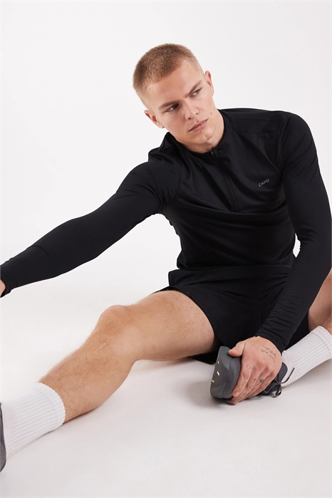 Спортивная кофта с четвертью молнии и логотипом на спине артикул 156088272