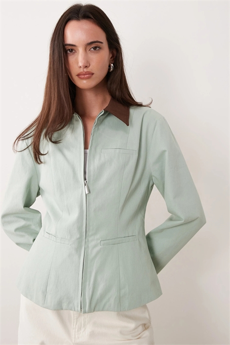 Куртка из чистого хлопка с зауженной талией артикул 155593897