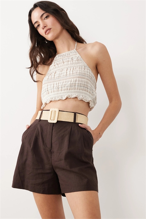 Шорты из смешанного льна с поясом артикул 155388085