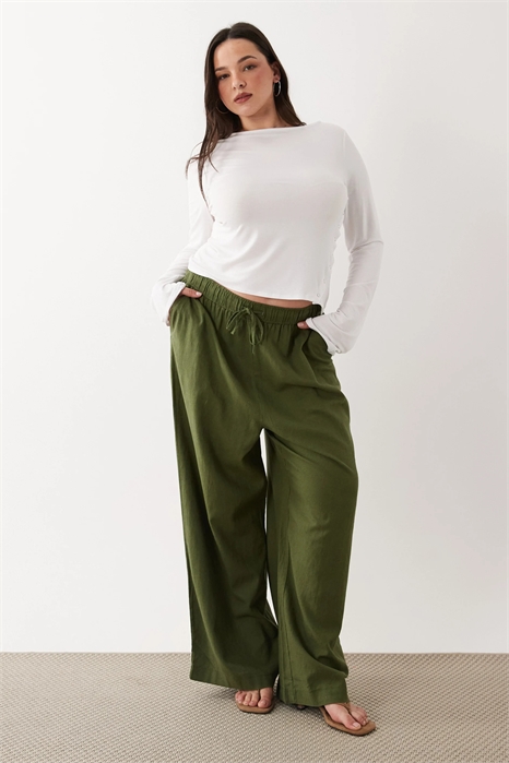 Брюки New Look Curve из смешанного льна с широкими брючинами артикул 155323000