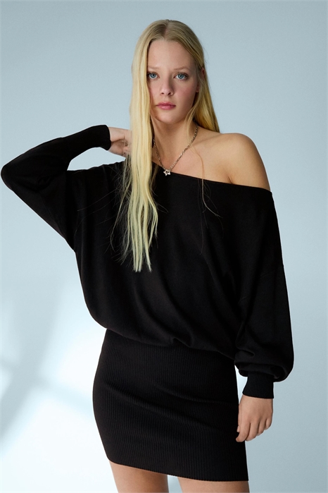 Мини-платье с ребристой текстурой и асимметричным кроем артикул 156511764