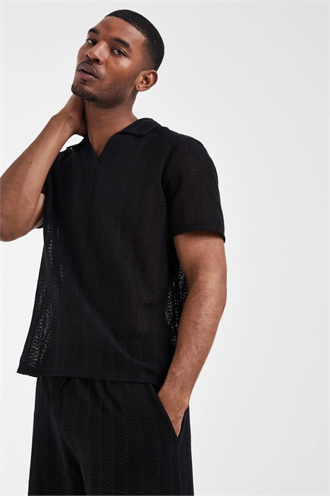 Футболка с воротником, связанным крючком co-ord артикул 155036642