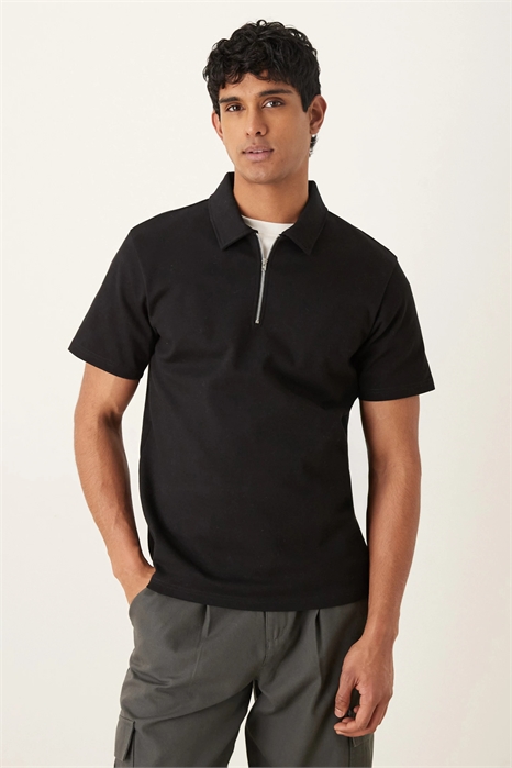 Поло с застежкой-молнией премиум-класса, прямой крой артикул 152318730