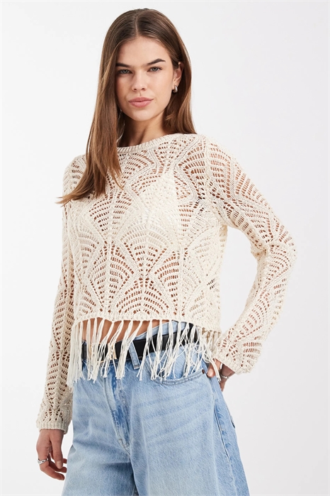Топ с бахромой в стиле бохо, связанный крючком артикул 154079189