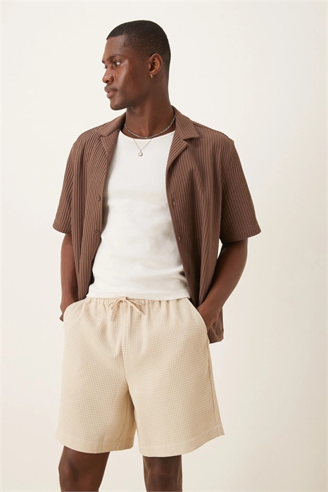 Шорты средней длины с вафельной текстурой артикул 144432345