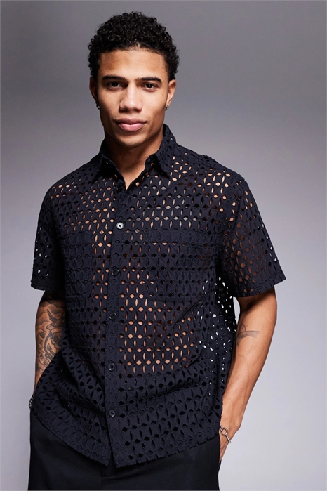 Рубашка премиум-класса свободного кроя с вышивкой артикул 140030354