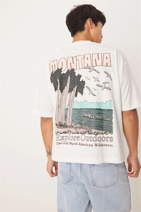 Объёмная одежда свободного кроя с живописным принтом артикул 142326245