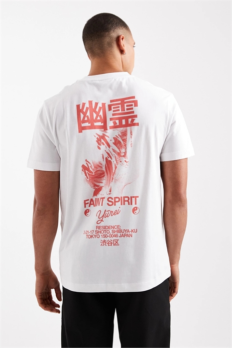 Футболка прямого кроя с неярким принтом в виде духа артикул 150198120