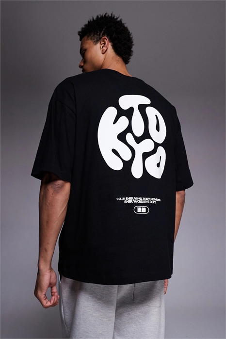 Футболка свободного кроя с принтом «Киотский пузырь» артикул 155036346