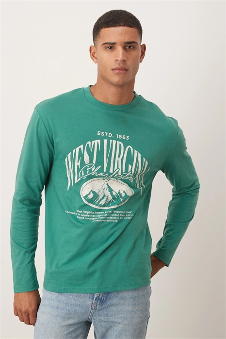 Футболка свободного кроя с длинными рукавами и принтом в стиле «варсити» артикул 148451697