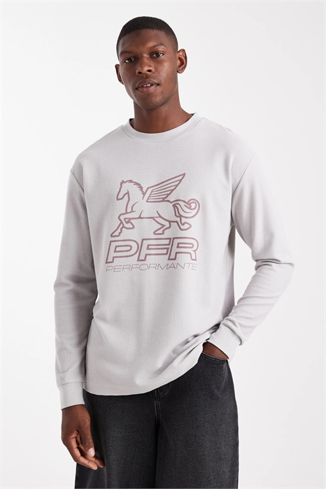 Футболка свободного кроя с длинными рукавами и уличным принтом артикул 148451313