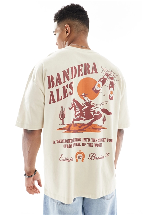 Футболка свободного кроя с пейзажным принтом артикул 142122343