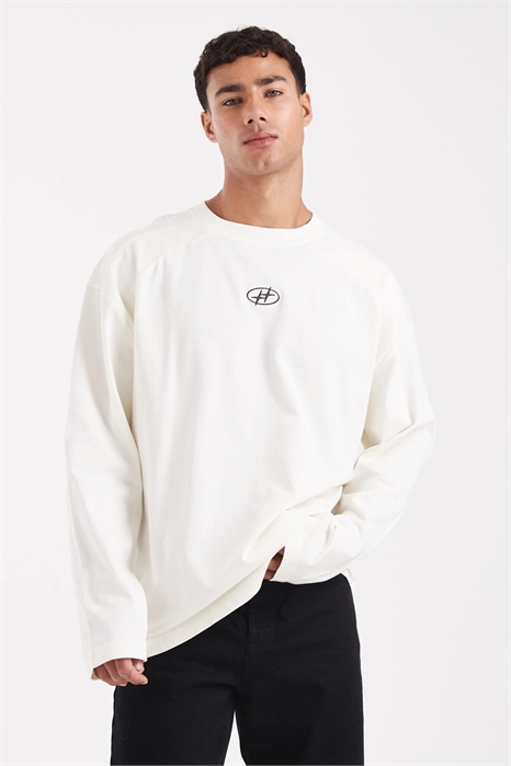 Толстовка свободного кроя с длинными рукавами, с набивным логотипом на груди и элементами «cut-and-sew» артикул 146781919