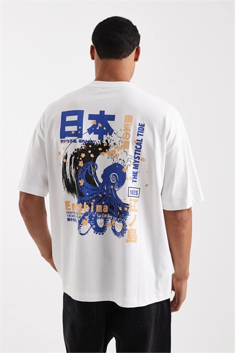 Футболка свободного кроя с сувенирным принтом артикул 148450270