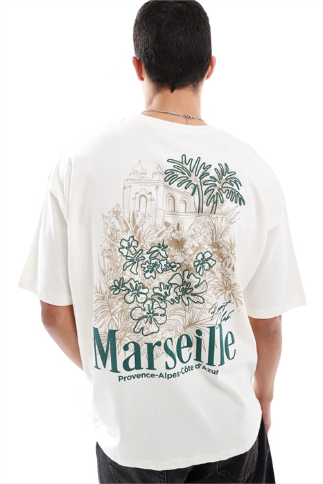 Футболка свободного кроя с летним принтом артикул 143054887