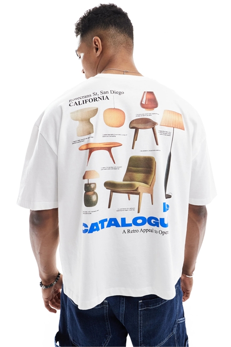 Объемная футболка прямого кроя с рисунком на спине артикул 143055062