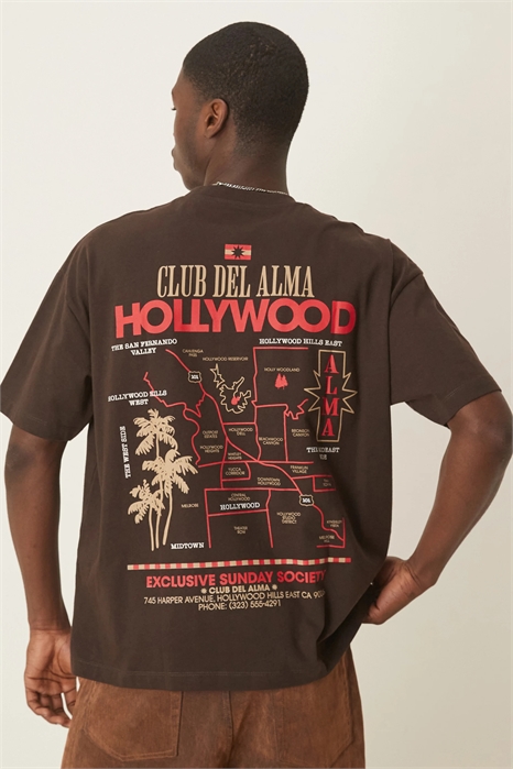 Футболка свободного кроя с принтом в виде города артикул 142326144