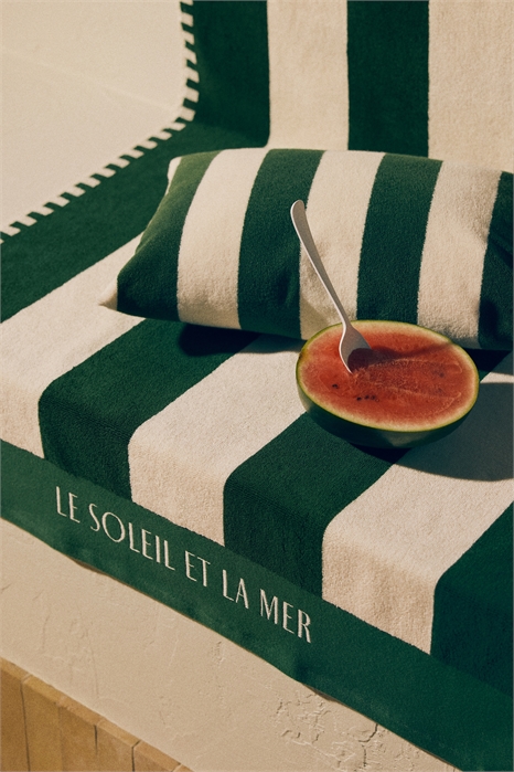 Полосатое хлопковое пляжное полотенце артикул 1315854002