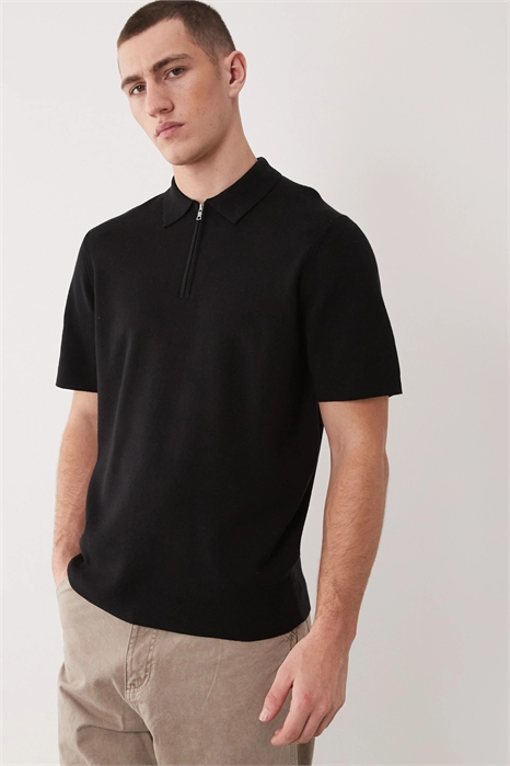 Полуформальная трикотажная рубашка-поло из смесовой хлопковой ткани на молнии артикул 155473205