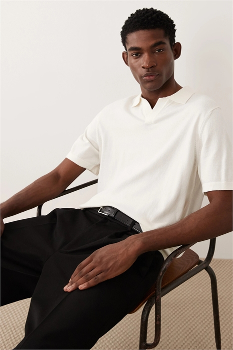 Полуформальная поло с вырезом из мягкого трикотажа из смеси хлопка артикул 154264010