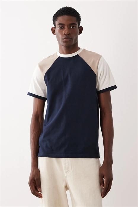 Толстовка из плотной ткани с контрастными рукавами артикул 152191664