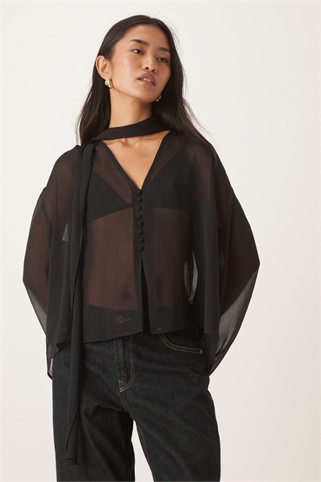 Блузка с пуговицами спереди и шарфом артикул 151870716