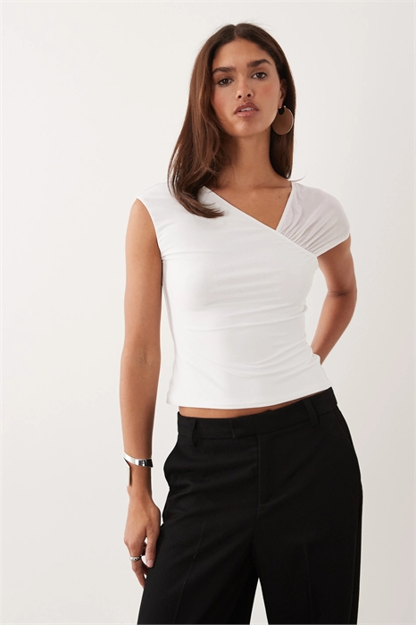 Облегающий топ с сетчатыми вставками на плечах артикул 155705058