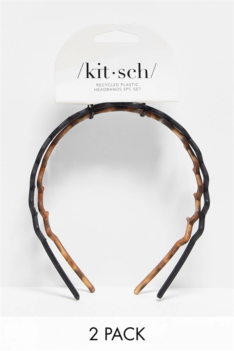 Повязка на голову «Зигзаг», набор из 2 штук — черная и черепахового цвета артикул 127513729