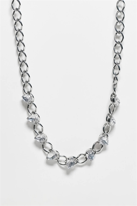 Универсальное колье с крупными кристаллами на длинной цепочке для вечеринок артикул 152709346