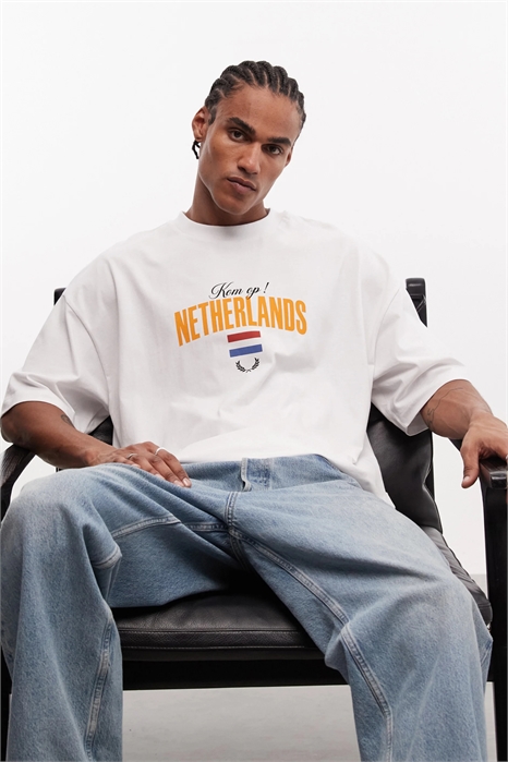 Футболка свободного кроя с изображением сборной Нидерландов по футболу артикул 154636776