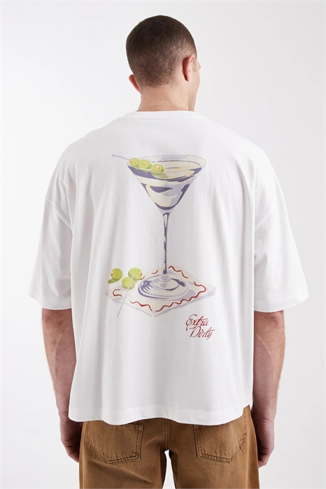 Объёмная футболка прямого кроя с принтом в виде бокала мартини артикул 154339731