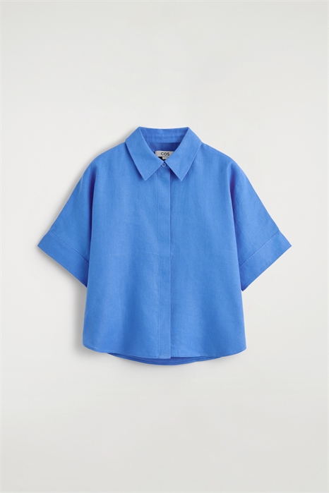 Оверсайз-рубашка из льна с короткими рукавами артикул 1314348003