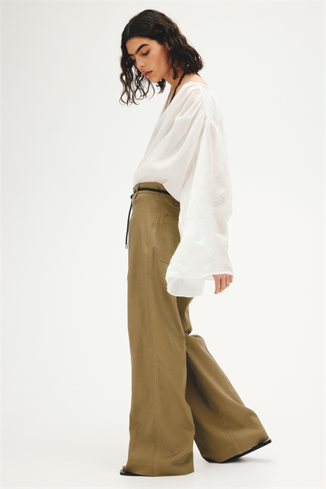 Брюки из смешанного льна с расклешенными штанинами артикул 1322840001