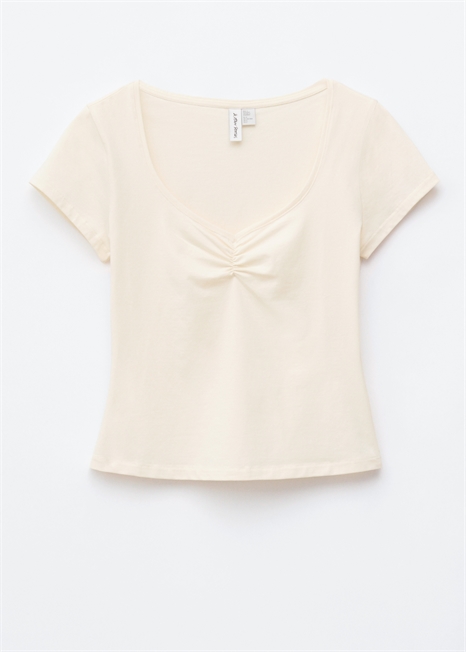 Топ из джерси с рюшами на груди артикул 1331502002