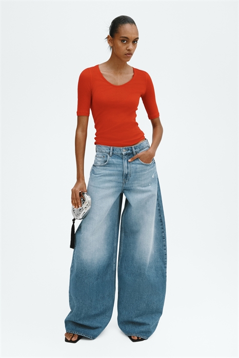 Топ из хлопка пима с круглым вырезом артикул 1335376002