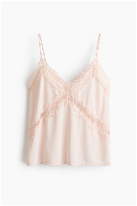 Топ на бретелях из ткани «Понте-ди-Рома» с кружевной отделкой артикул 1337054001