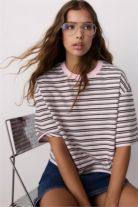 Полосатая футболка с короткими рукавами артикул 156387741